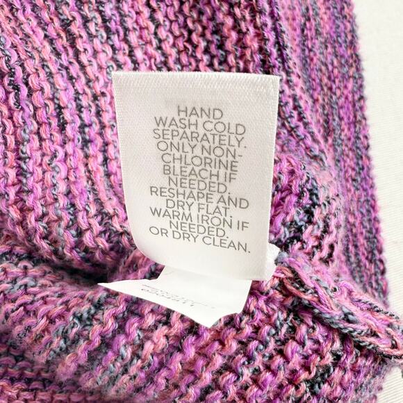 J Jill Women's Cowl Neck Space dye Tunic Sweater Large Pink Purple - Picture 10 of 12